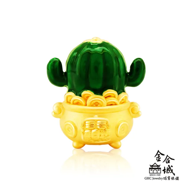 【金合城】多肉精靈黃金擺件-仙人掌柱 MNA005(金重約0.65錢)