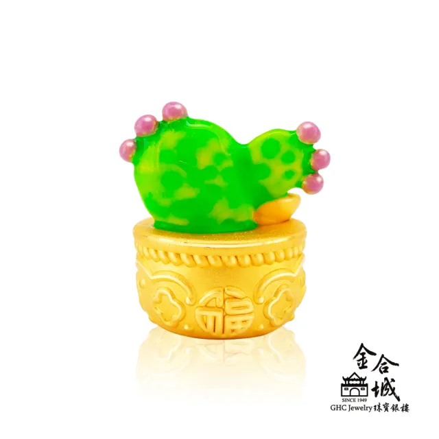 【金合城】多肉精靈黃金擺件-梨果仙人掌 MNA007(金重約0.69錢)