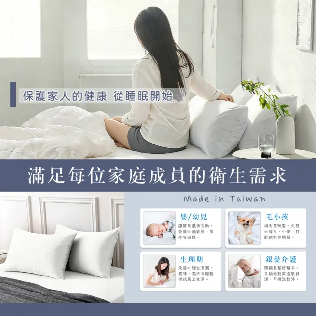 【Sleep Peacefully 寢室安居】護理級銀離子100%防水防蹣抗菌透氣保潔枕套(1對)