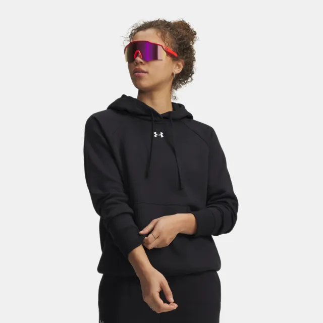 【UNDER ARMOUR】UA 女 Rival Fleece 長袖帽T_1379500-001(黑色)