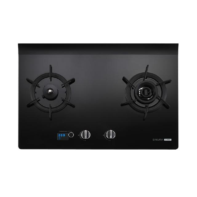 SAKURA櫻花牌 G-2928 雙口瓦斯爐採用耐熱強化玻璃爐臺與鑄鐵爐頭設計,具備防乾燒功能與電子連續點火系統,機體尺寸含爐架775 x 520 x 145 mm,瓦斯消耗量低於3kW,能源效率達第一級。產自其他國家,標準安裝方式,提供1年保固,BSMI許可依原廠公告。適閤家庭廚房使用,安全省能的理想選擇。 SAKURA櫻花牌 G-2928