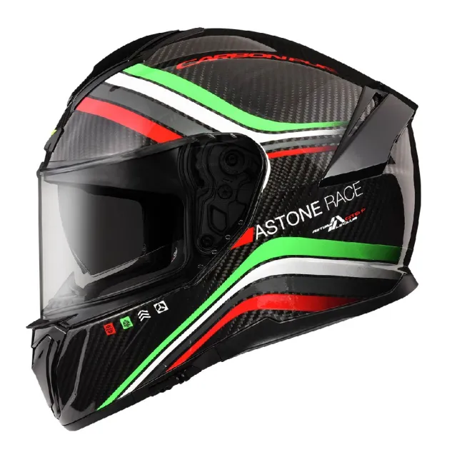 【ASTONE】官方直營-GT6F YA1 頂級碳纖維 E.Q.R.S快拆 雙鏡片 全罩安全帽(透明碳纖 YA1 全罩式 安全帽)