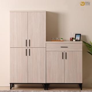 【WAKUHOME 瓦酷傢俱】Linda 白橡簡約生活 5.3尺高低鞋櫃