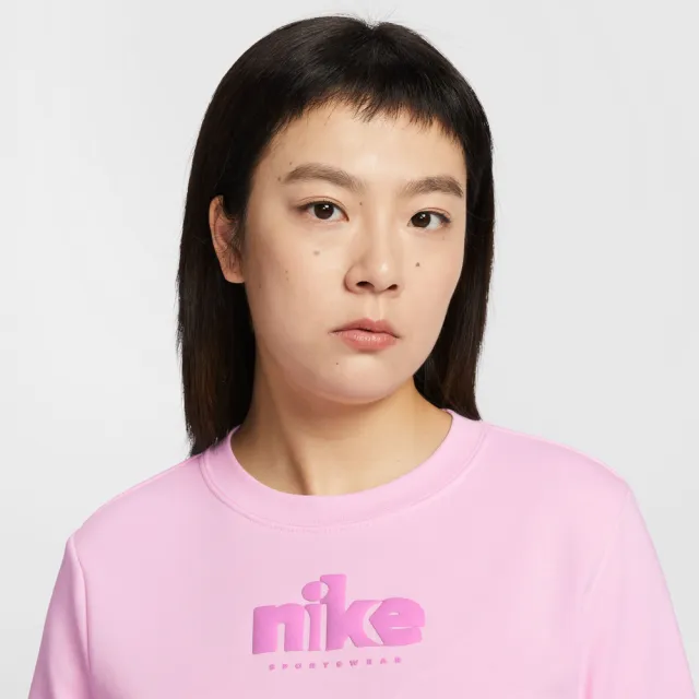 【NIKE 耐吉】長袖上衣 女 大學T AS W NSW CLUB FLC STD GX CREW 粉 IF0225-663