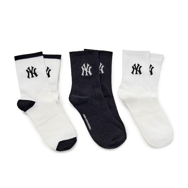 【MLB】童裝 中筒襪三入組 童襪 紐約洋基隊 (7ASOB106N-50BKS)