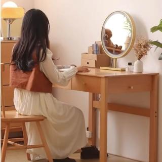 【Taoshop 淘家舖】北歐日式小戶型梳妝台｜臥室化妝台觸控鏡子多功能｜悅木 A703 ｜75 cm長