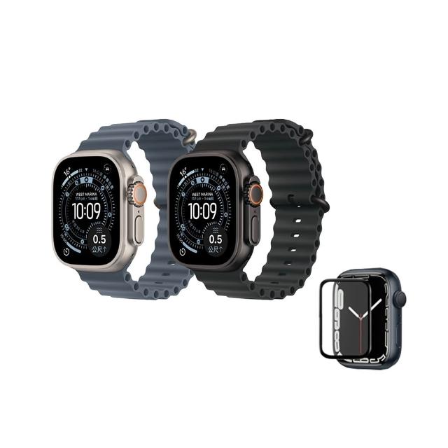 鋼化保貼組【Apple】Apple Watch Ultra 3 GPS+行動網路 49mm(鈦金屬錶殼搭配海洋錶帶)
