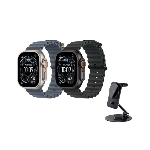 三合一充電座組【Apple】Apple Watch Ultra 3 GPS+行動網路 49mm(鈦金屬錶殼+海洋錶帶)
