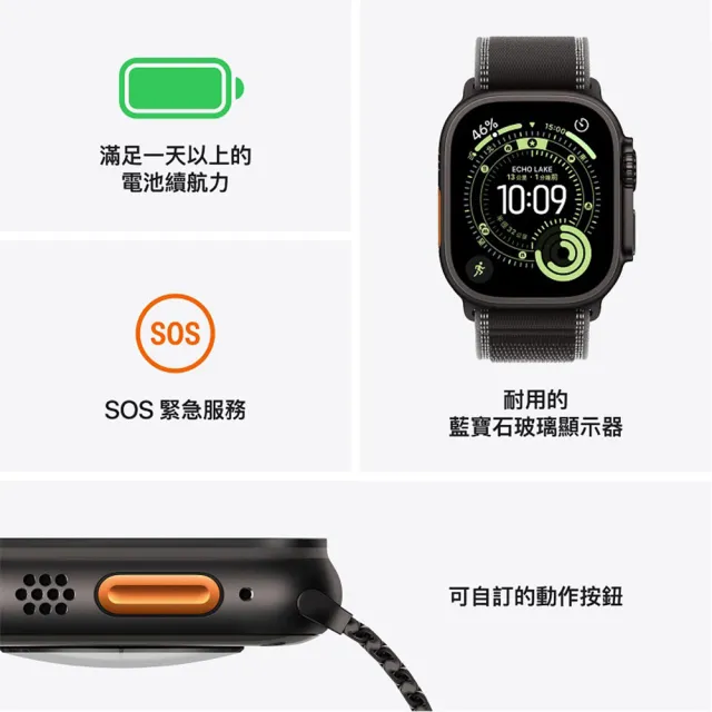 鋼化保貼組【Apple】Apple Watch Ultra 3 GPS+行動網路 49mm(鈦金屬錶殼搭配高山錶環)