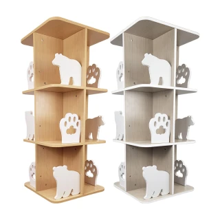 Jolly 小熊旋轉三層書櫃(兒童 書架 收納架 置物架 層架)