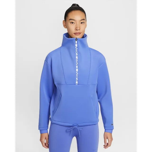 【NIKE 耐吉】半開襟上衣 女 AS W NP FLC CROP HZ GCEL 運動 休閒 速乾 寬鬆 紫 (IQ3947570)