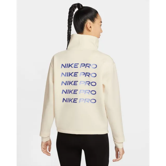 【NIKE 耐吉】半開襟上衣 女 AS W NP FLC CROP HZ GCEL 運動 休閒 速乾 寬鬆 米白 (IQ3947110)