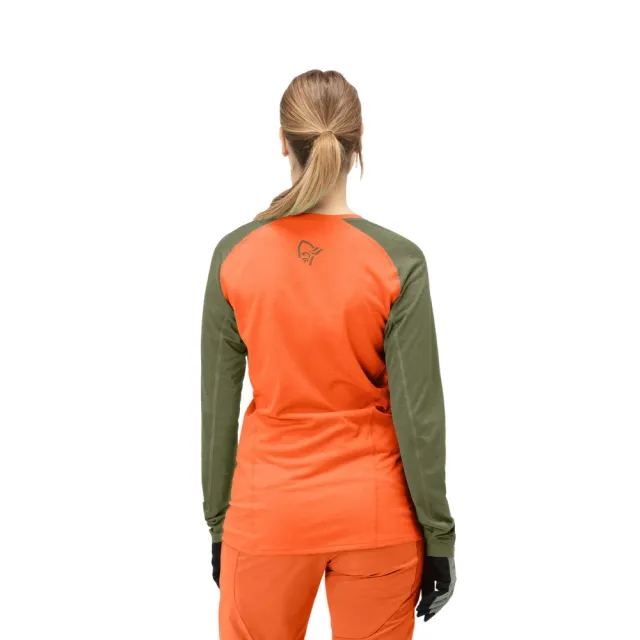 【NORRONA】fjora equaliser lightweight 長袖圓領上衣 女款 警示橘