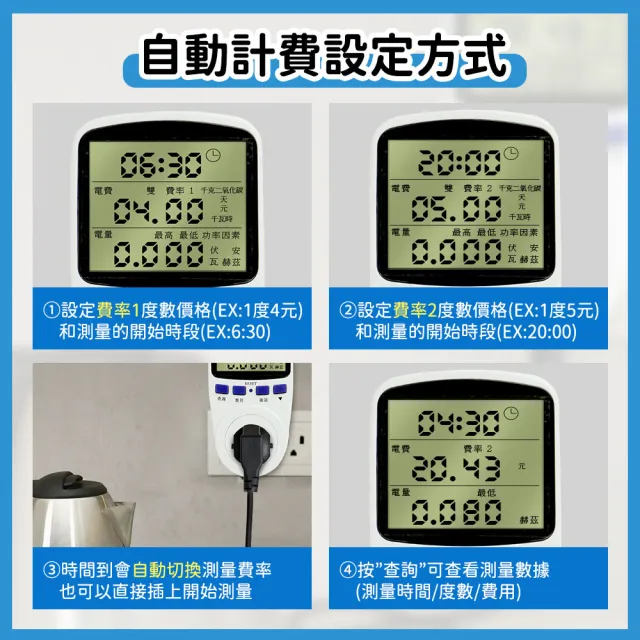 用電監控器 插電式電表 電費表 電費計算器165-MPM15A 用電監測器 電器功率監測 電費管理 用電表