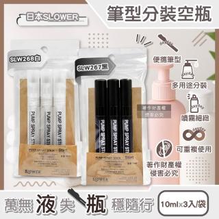 【生活良品】日本SLOWER-Stint多用途便攜式筆型隨身噴霧分裝空瓶10mlx3入/袋(萬用噴瓶旅行組合包密封瓶