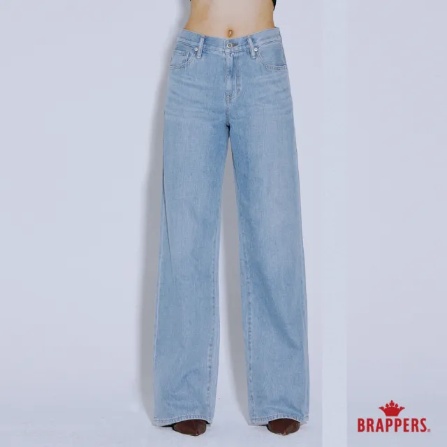 【BRAPPERS】女款 Boy friend系列-中腰全棉直筒褲-淺藍