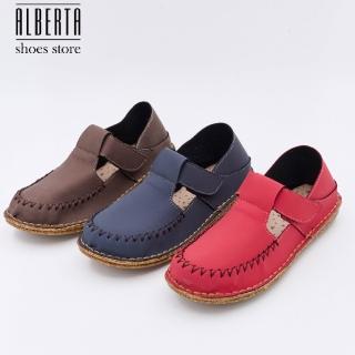 【Alberta】MIT台灣製 3cm厚底 皮面魔鬼氈休閒鞋 3色