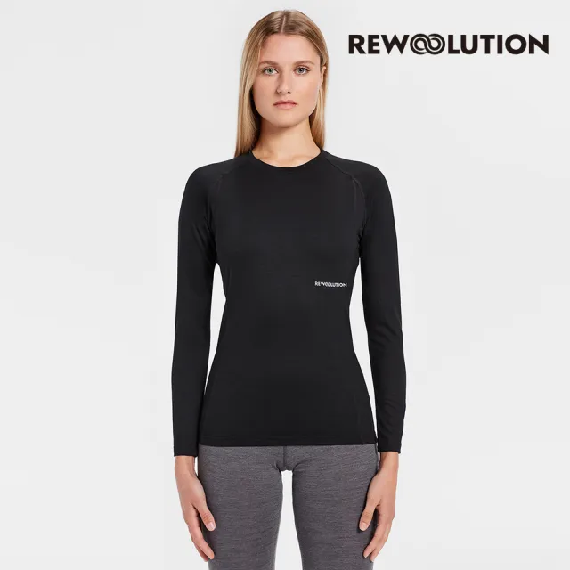 【Rewoolution】女 WIKI 190g長袖T恤[黑色]羊毛衣 長袖T恤 登山必備 吸濕排汗(REEB2WC703)