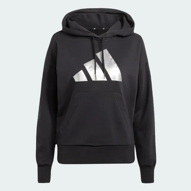 【adidas 愛迪達】長袖上衣 女 帽T 刷毛 亞規 W HOL MET HD 黑 JV8526(S3211)