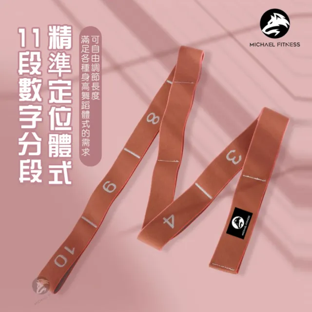 【麥克健身】11段體式引導數字分段彈力帶 多功能彈力繩(拉力帶 彈力繩 阻力帶 阻力繩 健身 瑜珈 翹臀)