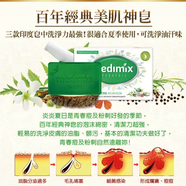【Medimix原廠正貨】印度高滲透精粹草本精油美肌皂15入(舊款售完不補-全肌膚適用)