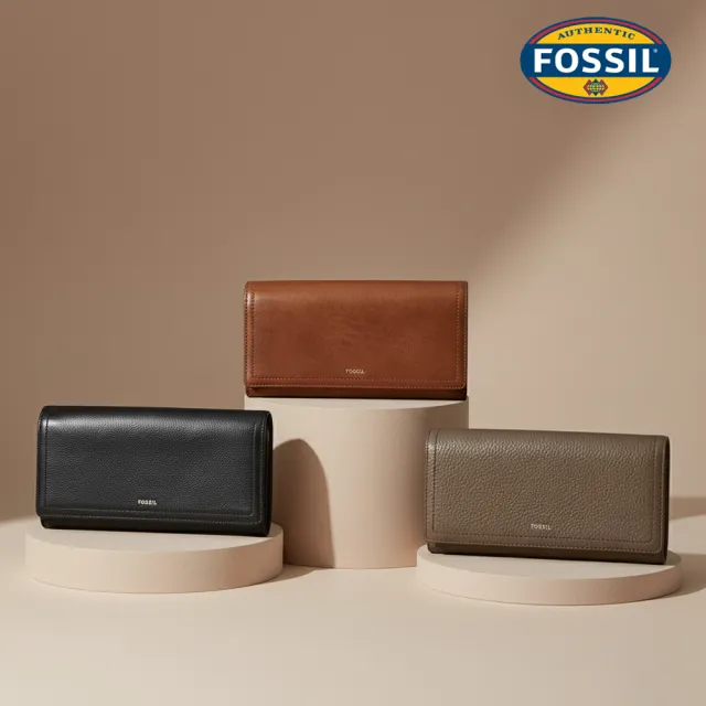 【FOSSIL】Logan 三折真皮拉鍊RFID防盜長夾 出國必備 (多款可選)