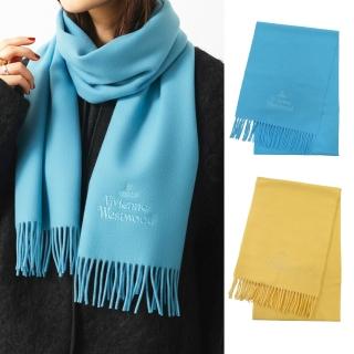 【Vivienne Westwood】經典土星刺繡LOGO羊毛流蘇圍巾 (多色任選)