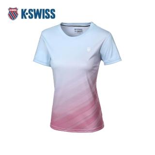 【K-SWISS】運動短袖 SUBLIMATION TEE 1 涼感 排汗 女款 淺藍色 198076-475