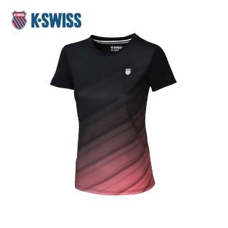 【K-SWISS】運動短袖 SUBLIMATION TEE 1 涼感 排汗 女款 黑色 198076-008