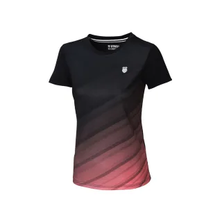 【K-SWISS】運動短袖 SUBLIMATION TEE 1 涼感 排汗 女款 黑色 198076-008