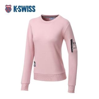 【K-SWISS】運動長袖 SL POCKET SWEATSHRT 圓領 女款 橘粉色 197251-698