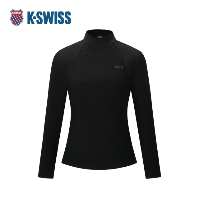 【K-SWISS】運動長袖 WS SOFT BRUSHED LS T 立領 女款 黑色 1912158-008