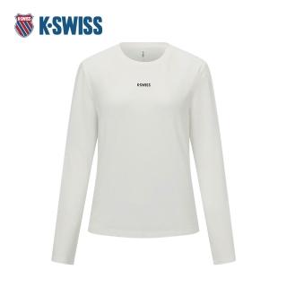 【K-SWISS】運動長袖 W SILKY TECH LS TEE 圓領 女款 米白色 1912109-115