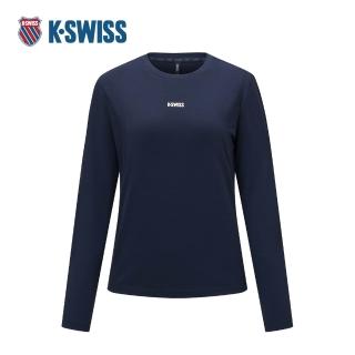 【K-SWISS】運動長袖 W SILKY TECH LS TEE 圓領 女款 深藍色 1912109-014
