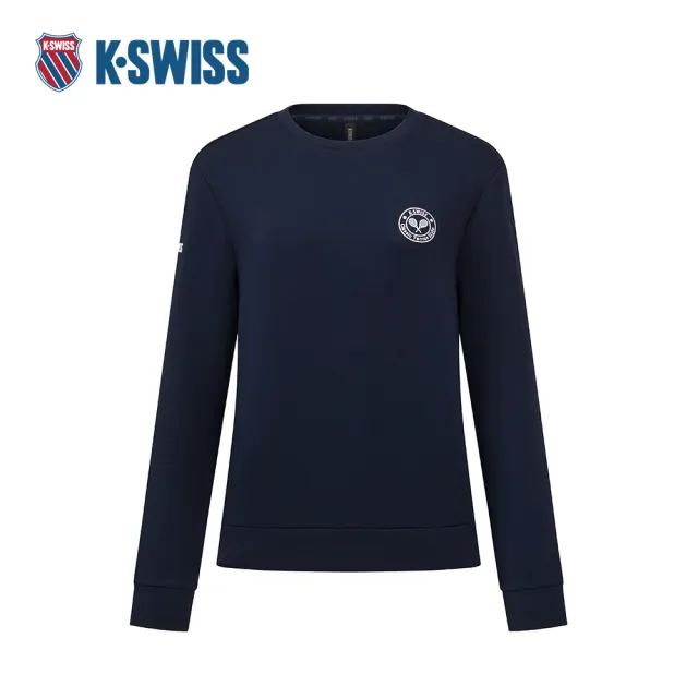 【K-SWISS】運動長袖 W SILKY TECH SWEAT 圓領 上衣 女款 深藍色 1912104-014