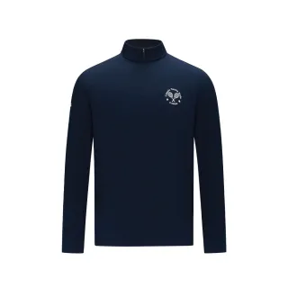 【K-SWISS】休閒長袖 M BRUSHED LS T-SHIRT 半開襟 拉鍊 男款 深藍色 1012075-014