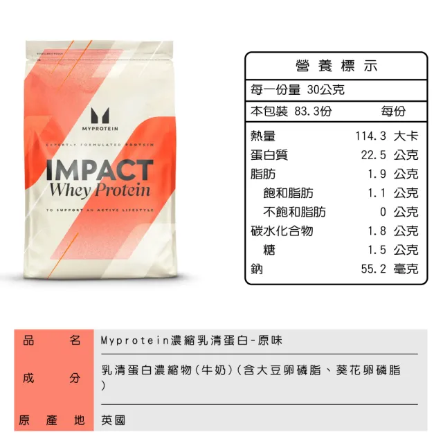 【MYPROTEIN】濃縮乳清蛋白2.5KG(多口味可選)