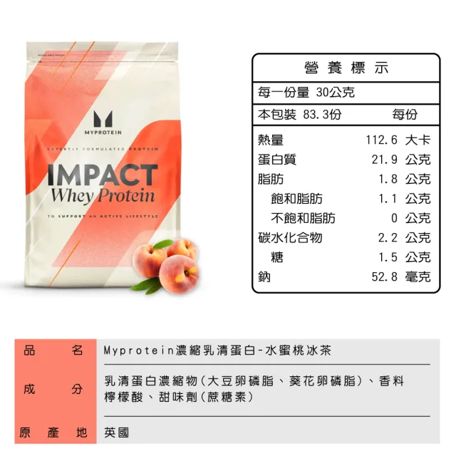 【MYPROTEIN】濃縮乳清蛋白2.5KG(多口味可選)