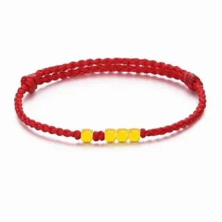 【Penny 珮妮】黃金999 方糖一生轉運金珠 紅繩手鍊(母親節 送女友 交換禮物 生日 情人節 尾牙 新年 結婚)