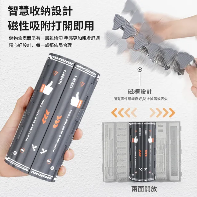 【CONI】CONI 書卷式138件套螺絲刀套裝 家用多功能電動螺絲起子組 合金鋼拆機維修工具套裝 電動起子組