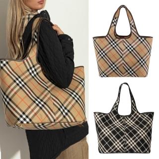 【BURBERRY 巴寶莉】新款格紋中號格紋托特包(任選)