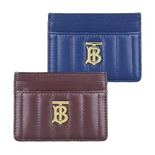 【BURBERRY 巴寶莉】BURBERRY LOLA立體金字TB LOGO絎縫線條設計羊皮卡片夾(多色)