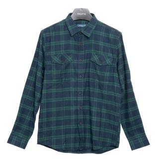 【Regatta Club】男裝 新年新衣 法藍絨格紋長袖襯衫 親膚舒適 (藍綠色)
