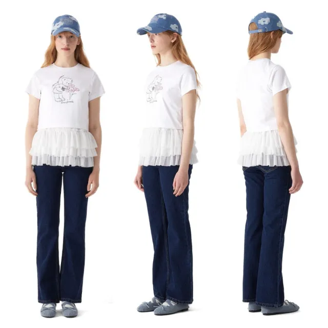 【MARITHE FRANCOIS GIRBAUD】官方旗艦 Daisy聯名款 女版 小花熊熊短版短袖上衣 MFG 女短袖 TEE(白色)