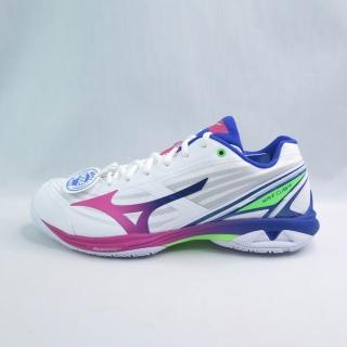 【MIZUNO 美津濃】WAVE CLAW 4 男女 排羽球鞋 3E寬楦 (71GA264301白x粉紫藍綠)