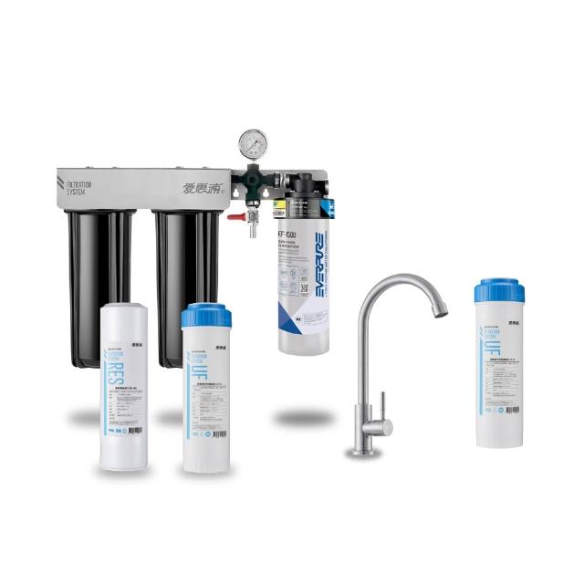 【EVERPURE 愛惠浦】櫥下型 PURVIVE Trio-EF1500大流量不鏽鋼龍頭三道式生飲淨水器(前置樹脂+中空絲膜)