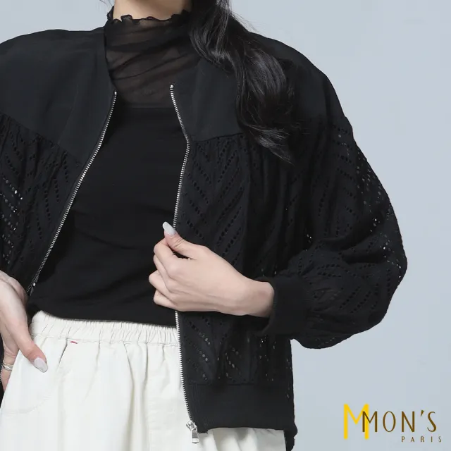 【MON’S】圓領棉繡花造型外套(直)