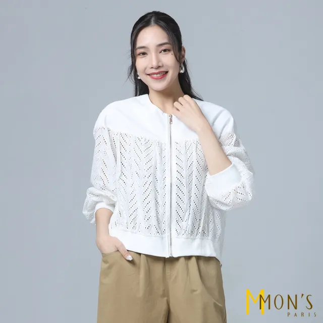 【MON’S】圓領棉繡花造型外套(直)