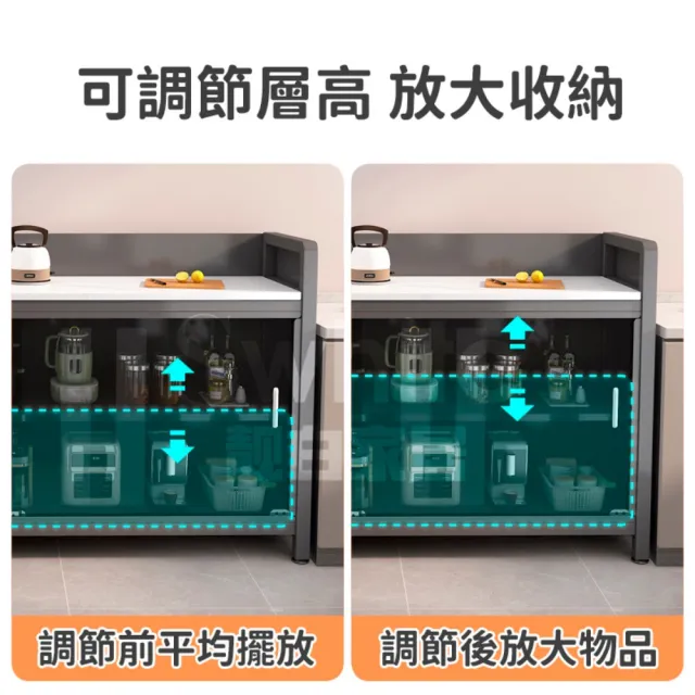 【靚白家居】2026 新升級推拉門岩板餐廚櫃 100CM 餐櫃 電器櫃 餐邊櫃 廚房置物櫃 中島櫃 收納櫃