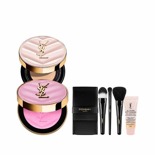 【YSL】官方直營 超模光感透膚底妝組(超模光感精華水氣墊及透膚煙染腮紅)